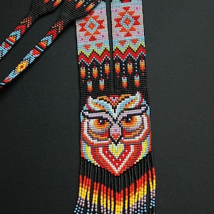 Eule Perlen / Ukrainische Gerdan, traditionelle Ukraine Halskette, handgemachter Schmuck, Perlenkette, Ukrainisch / lange Halskette, mit Ohrring