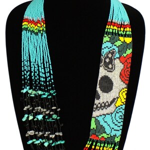 Gerdan ucraniano, colar tradicional, contas feitas à mão, colar de contas, joias ucranianas, colar longo flok Nacklace ucraniano, com brincos