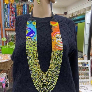 Colar de contas de pavão | Robusto | Étnico | Colar tribal, ucraniano | Único | COLAR de mulher africana, para talentosos, com brinco