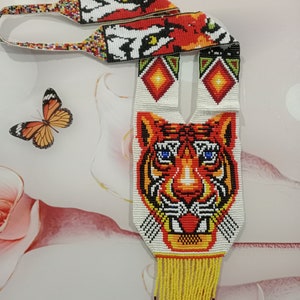 Colar de contas de tigre, colar Gerdan ucraniano | Robusto | Étnico | Tribal | Colar | Único | Colar de mulher africana, para superdotados, com brinco