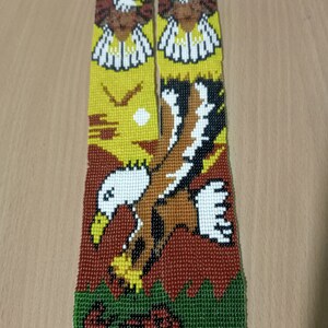 Águia com contas/Gerdan ucraniano, colar tradicional da Ucrânia, joias feitas à mão, colar de contas, colar ucraniano/longo, multicolorido, com brinco
