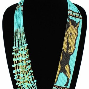 Cavalo equestre ocidental lindo colar exclusivo com contas de mão clássico / africano / colar artesanal / lindo / colorido / colar, com brinco