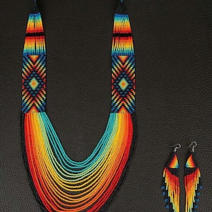 Gerdan ukrainien, collier traditionnel, perles faites main, collier de perles, bijoux ukrainiens, long collier flok ukrainien Nacklace, avec boucles d'oreilles