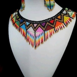 Chaukor Garden/Handicrafts/Ukrainian Nacklace Massai/African nacklace/for women/for gifted/multicolor jewellery/women Nacklace/with earring