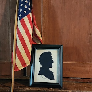 Abraham Lincoln silhouette,Primitive President,Framed silhouette,Abe Lincoln,Primitive decor