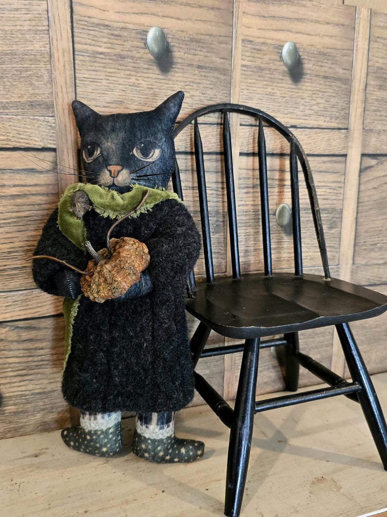 Primitive Cat Doll,folk Art Cat Doll,pretty Kitty Handmade Doll - Etsy