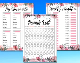 Printable Weight Loss Tracker Journal chart planner Track, 100 Pounds Lost Printable, Weight loss Chart, Weight-loss track  chart digital