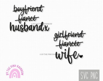 Wife and Husband SVG PNG set , decal design, Bride clipart, Wedding, Bridal party, Bachelorette, t shirt design