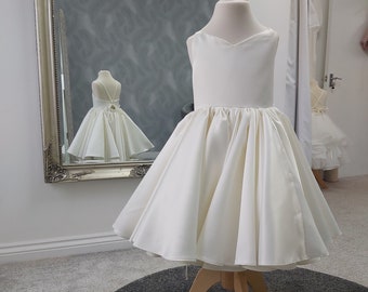 Florence James Original- Tilly. Ivory Duchess Satin Traditional Flowergirl/ Party Dress.