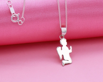 Collier Ange Priant Argent Sterling 925 Cadeau Chrétien Pendentif Ange Gardien Communion Confirmation Chaîne Confirmation Baptême