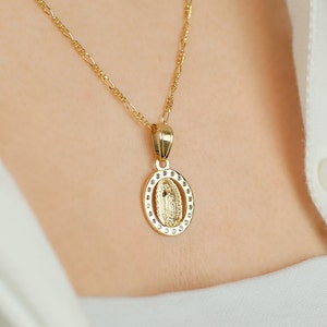 925 sterling silver Guadalupe Virgin Mary necklace 24K gold vermeil