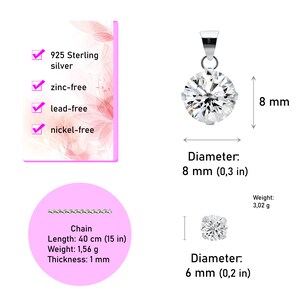 Schmuck Set Sterling Silber 925 Halskette und Ohrringe Rund für Frauen mit Zirkonia Kristallen Brautschmuck eleganter Schmuck Geschenkbox Bild 6