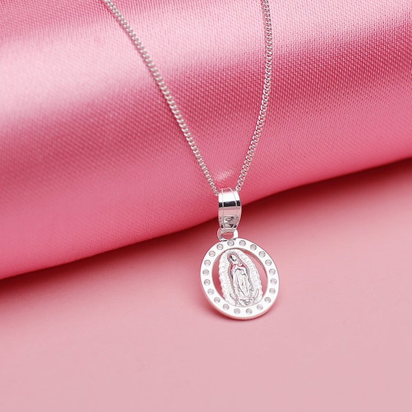 Collier Vierge Marie Guadalupe en Argent Sterling 925 Vermeil Or 24 Carats