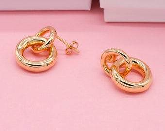 Chunky gold Ohrringe 24K Gold Vermeil statement Ohrringe hängend vergoldete Ohrringe nickelfrei Ohrringe Geschenk für Frauen Ohrhänger gold