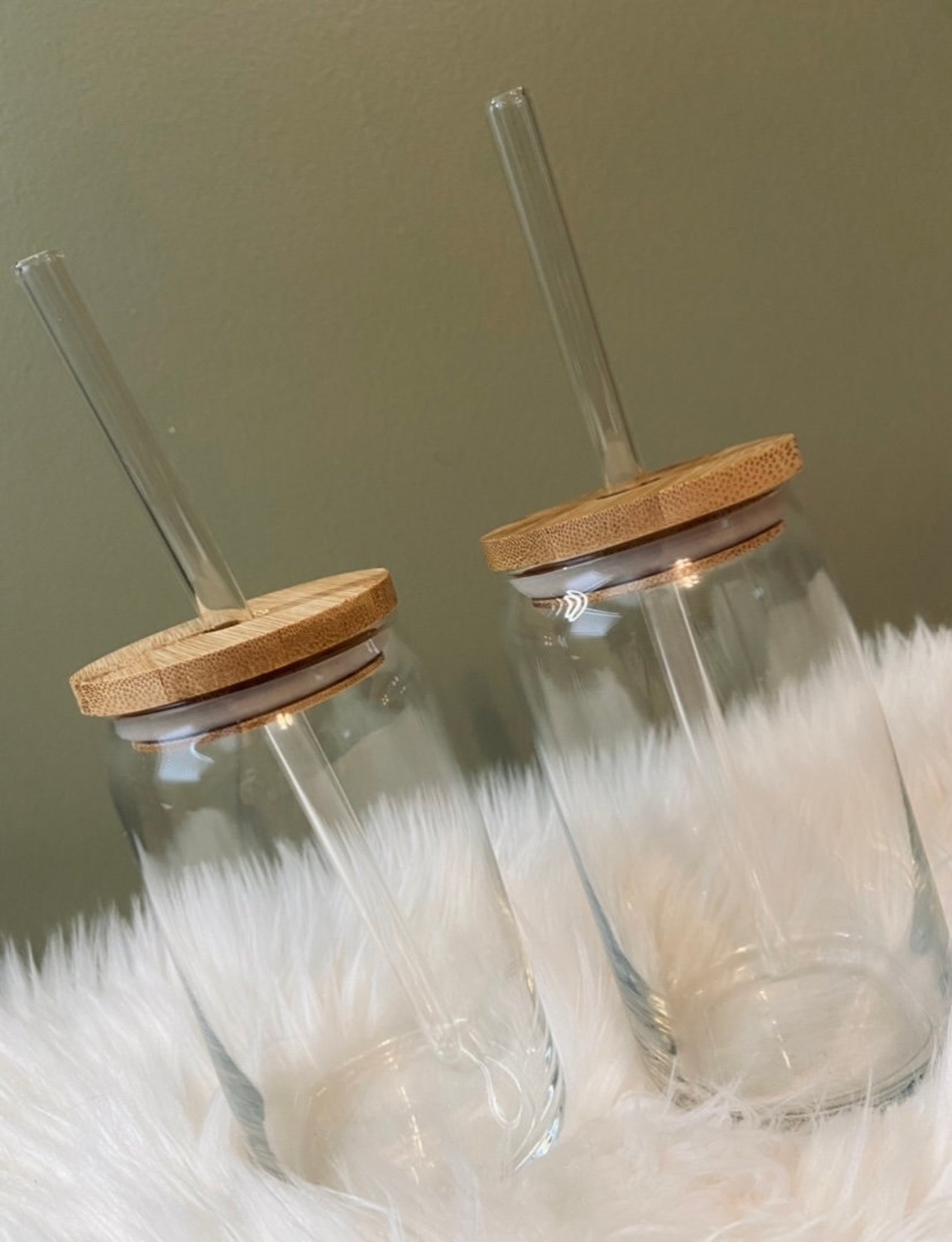 Libbey 16oz Blank Beer Can Glass Bamboo Lid Glass Straw Etsy