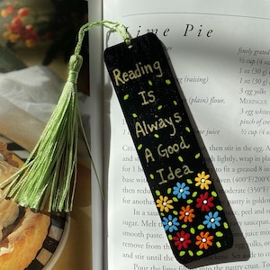Reading is..... | Hand Painted Wooden Bookmarks with tassels *A perfect gift for a friend or loved one*
