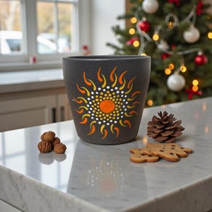 Hand Painted Mandala Terra Cotta Planter: Indoor Succulent Pot
