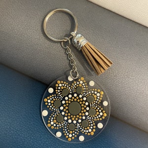 Hand painted Mandala Keychains/Bag Tags/Bag Charms with Tassel -Add a Pop of Color to Your Accessories!