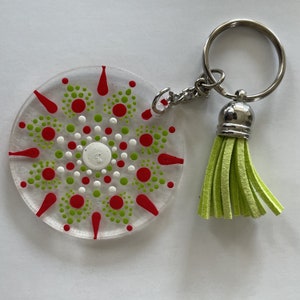 Hand painted Mandala Keychains/Bag Tags/Bag Charms with Tassel -Add a Pop of Color to Your Accessories!