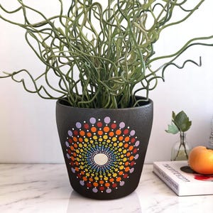 Purple Burst- Hand painted Indoor Terra cotta Mandala Pot Planters |New Home gift| Gift for plant lovers | Gift for Mom| Flower Pot