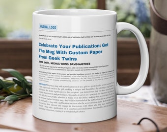 Taza de publicación, cotización personalizada, regalo de estudiante de doctorado, regalo de graduación de doctorado, taza académica de profesor científico, artículo de revista científica Europa Reino Unido
