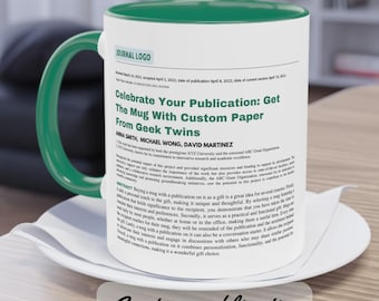 Green Custom Publication Mug | Thesis mug | Phd Student graduation Gift | for scientist professor research Scientific Journal Article paper