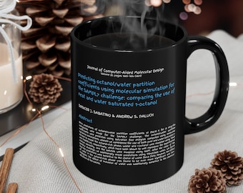 Taza negra para publicación o tesis con cita personalizada / Regalo para estudiantes de doctorado, regalo de graduación, profesor científico, artículo de revista científica