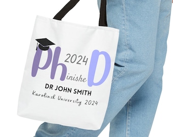 Bolsa tote de doutorado finalizada, presente de graduação de doutorado, universidade personalizada, presentes de graduação, colega de laboratório, presente de estudante, doutorado, novo presente dr, doutorado