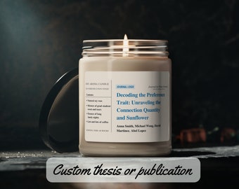 custom published paper aroma eco travel candle | thesis dissertation funny gift, grad student gift, phd graduation gift, article manuscript