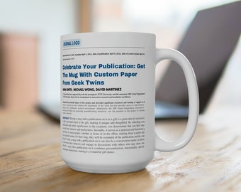 Publication Mug, Custom Quote, Phd Student Gift, phd graduation gift, scientist professor academic mug, Scientific Journal Article paper