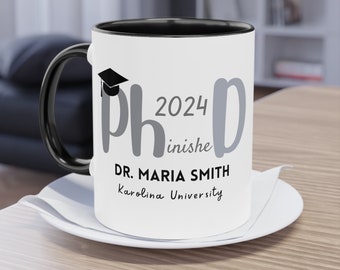 Framtida läkare present till doktorand specialanpassad doktortitel efternamn universitet kaffemugg doktorstudent present till examen doktorsexamenmugg