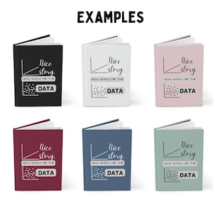 Bonita historia, muéstrame el diario de tapa dura de datos / Regalo de científico de datos / Humor de ingeniero / Regalo de compañero de trabajo, equipos de trabajo, investigador, jefe, gerente