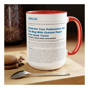 Tazza di pubblicazione, citazione personalizzata, regalo per studenti di dottorato, regalo di laurea di dottorato, tazza accademica professore scienziato, articolo di giornale scientifico