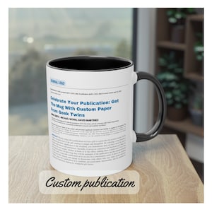 Tazza di pubblicazione personalizzata, regalo per studenti di dottorato, regalo di laurea di dottorato, tazza accademica del professore scienziato, carta dell'articolo del giornale scientifico, nave libera