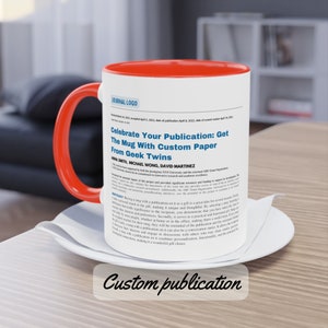 Tazza di pubblicazione personalizzata, regalo per studenti di dottorato, regalo di laurea di dottorato, tazza accademica professore scienziato, carta articolo di giornale scientifico, nave gratuita