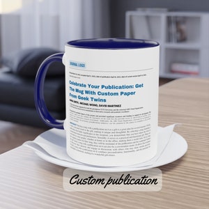 Tazza di pubblicazione personalizzata, regalo per studenti di dottorato, regalo di laurea di dottorato, tazza accademica professore scienziato, carta articolo di giornale scientifico, nave gratuita