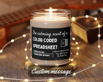 Calming Scent of a spreadsheet | aroma eco travel candle | Excel spreadsheet candle | coworker, accountant, data analyst, student gift