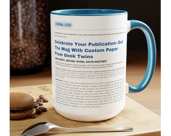 Taza de publicación, cotización personalizada, regalo de estudiante de doctorado, regalo de graduación de doctorado, taza académica de profesor científico, artículo de revista científica
