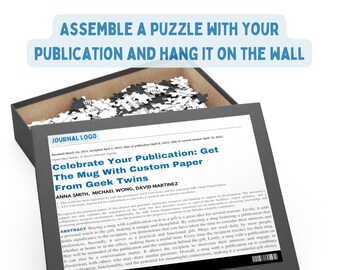 Regalo de publicación personalizado Juego de rompecabezas Artículo de investigación Decoración Rompecabezas Regalo para estudiantes de doctorado, investigadores, académicos y científicos, editor
