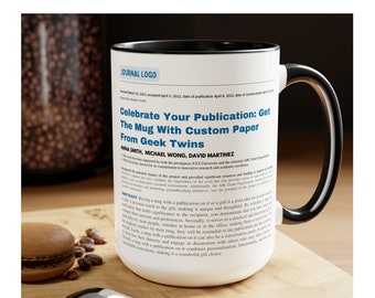 Taza de publicación, cita personalizada, regalo para estudiantes de doctorado, regalo de graduación de doctorado, taza académica de profesor científico, texto de artículo de revista científica