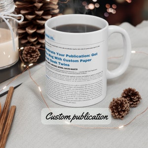 Tazza di pubblicazione, citazione personalizzata, regalo per studenti di dottorato, regalo di laurea di dottorato, tazza accademica professore scienziato, articolo di giornale scientifico