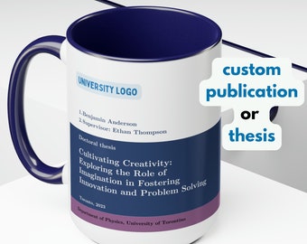 Thesis mug, graduation custom thesis mug, phd student gift, master student, grad school gift, Scientific Journal research paper gift