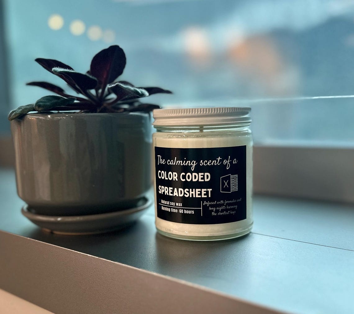 Photo inspiration: Calming Scents For Industrial Decor Reference: Calming Scent Of A Spreadsheet Aroma Eco Travel Candle