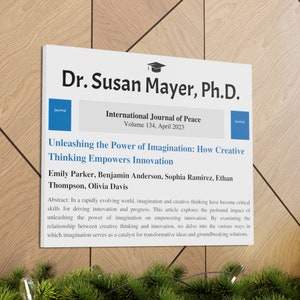 Individueller Publikations-Leinwanddruck, Geschenk für Doktoranden, Professoren oder Forscher, Veröffentlichung wissenschaftlicher Arbeit, Wanddekoration für das Büro