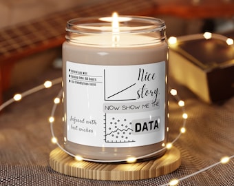 Bonita historia ahora muéstrame la vela de viaje ecológico con aroma de datos / regalo divertido del científico de datos, regalo de estudiante de posgrado, vela de regalo de investigador programador