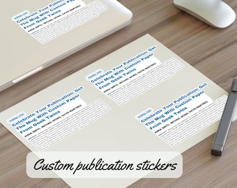 Custom publication stickers pack | published paper gift, phd gift, student gift, doctorate gift, grad school gift, science article stickers