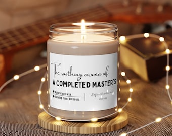 aroma de vela de viaje ecológico de aroma de maestría completa / disertación de tesis regalo divertido, regalo de estudiante de posgrado, regalo de graduación, vela de soja divertida