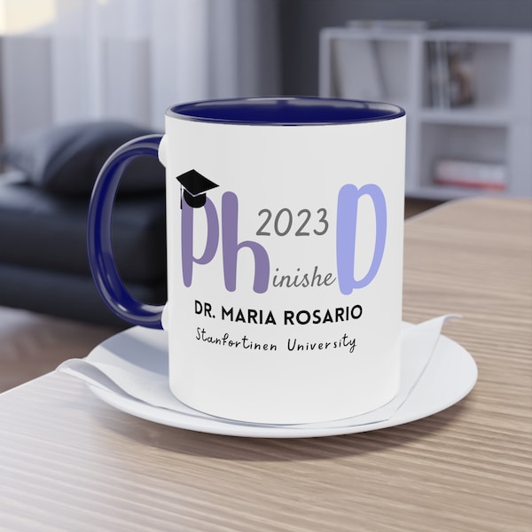 Phinished Doctor name coffee mug gift, Custom PhD Student Graduation Mug, Gift for Future Doctor, Doctorate degree gift, free shipping