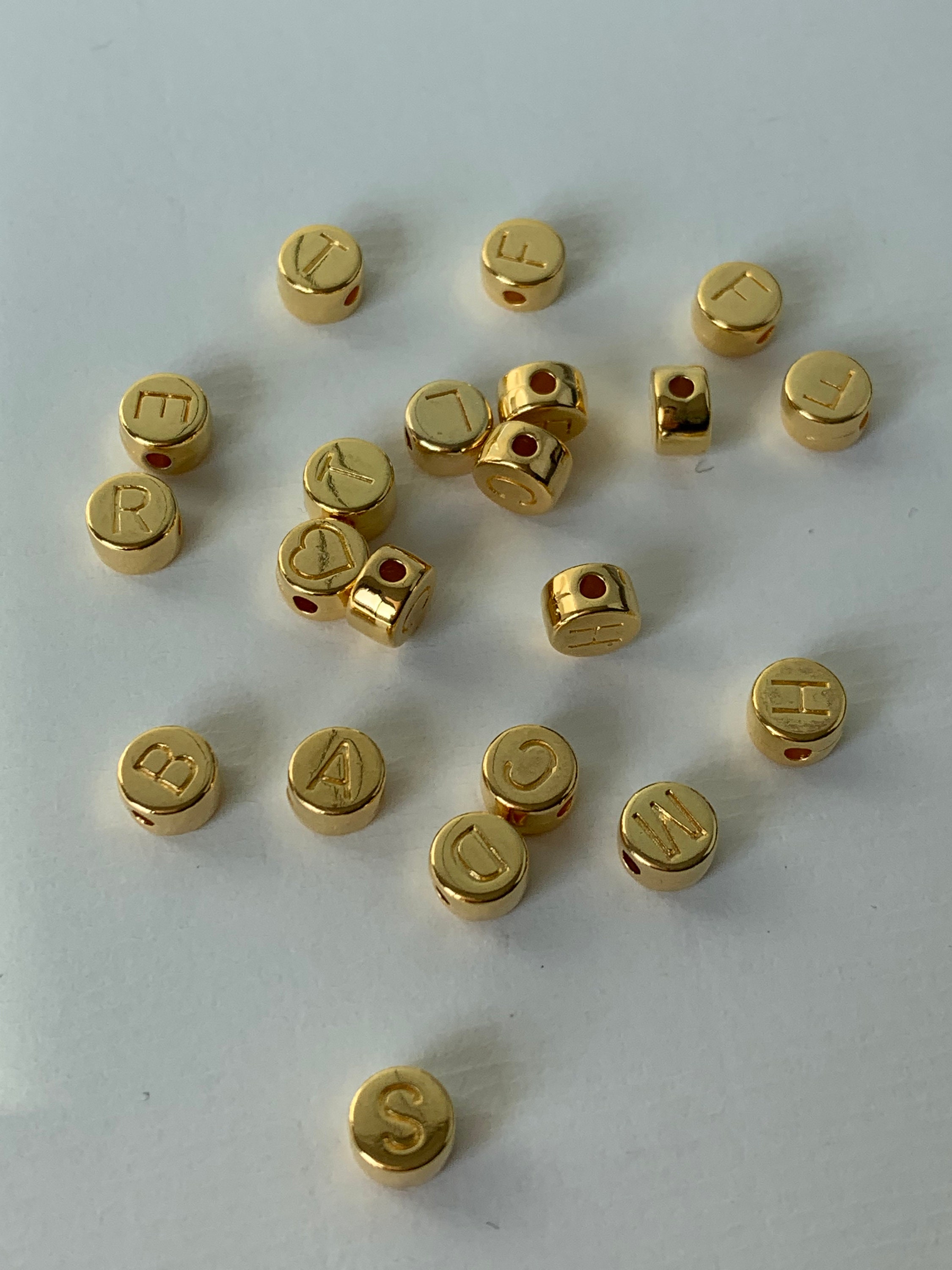 Gold Letter Beads Round Gold Letter Bead Nickel Free DQ Etsy
