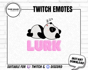 Twitch & Discord Emote // Cute Panda Lurk / Bubble text